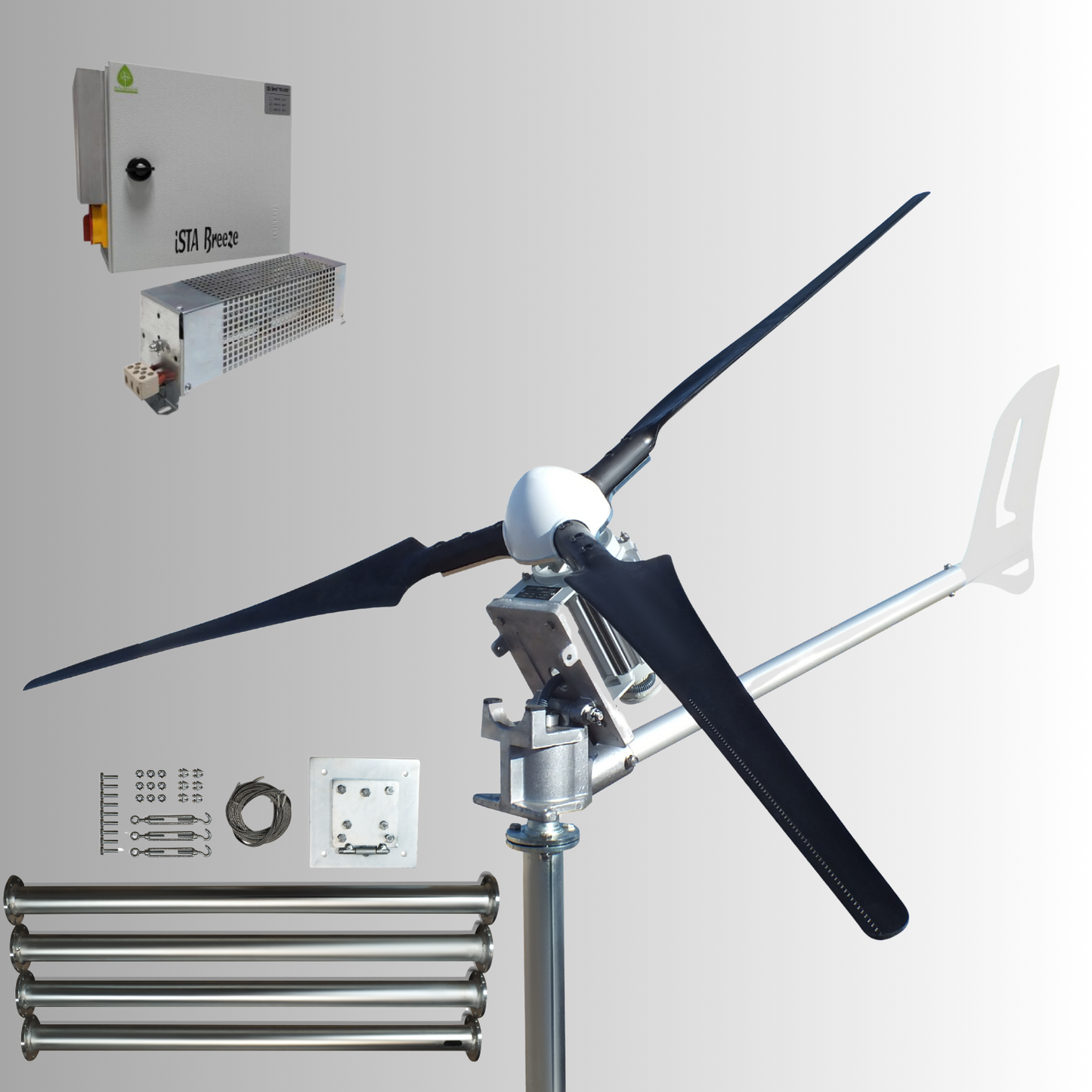 Kit i-1500W 24V/48V Windsafe Wind Turbine Wind Generator & Charge Controller (for Acid & Gel Battery) & Tower