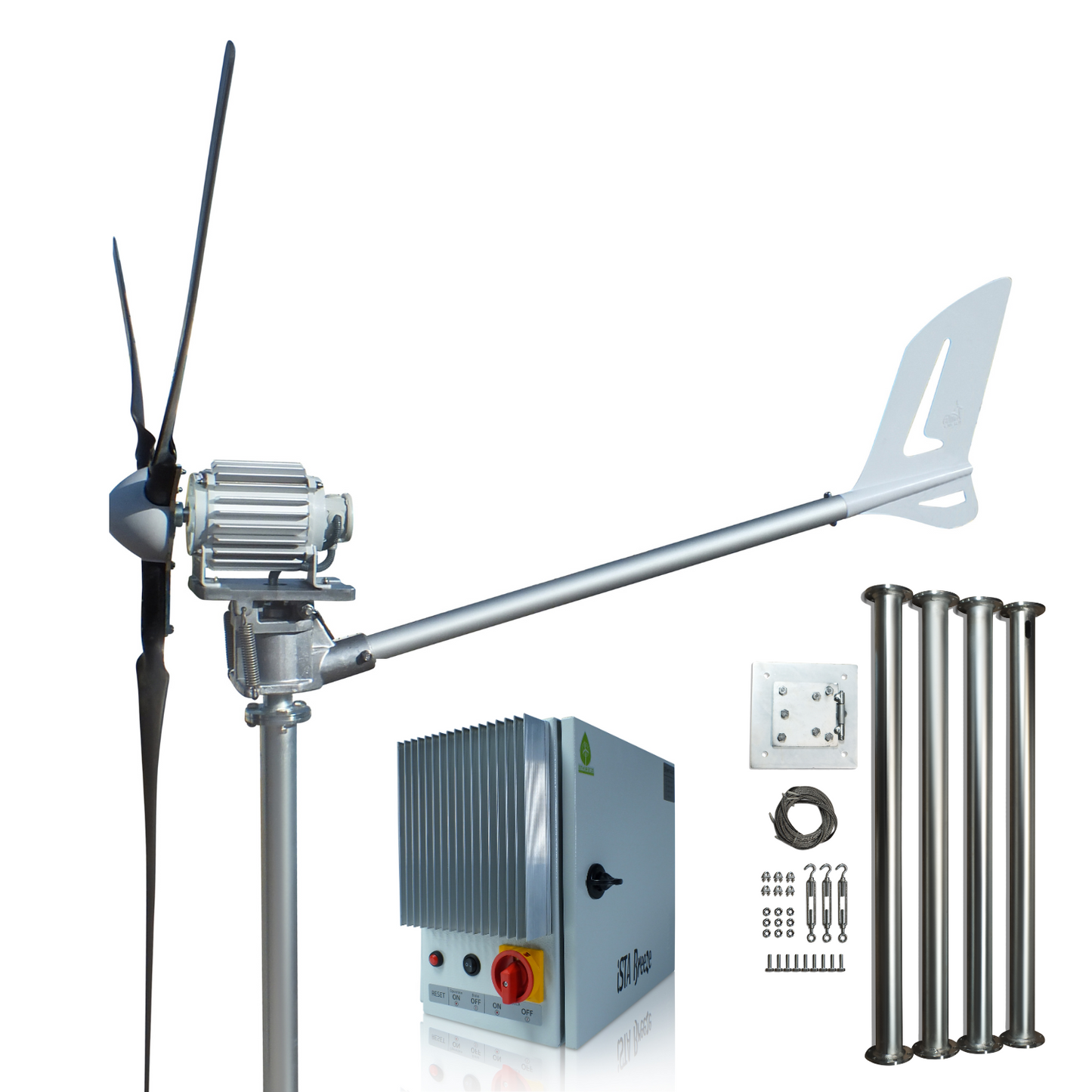 Kit i-1500W 24V/48V Windsafe Wind Turbine Wind Generator & Charge Controller (for Acid & Gel Battery) & Tower