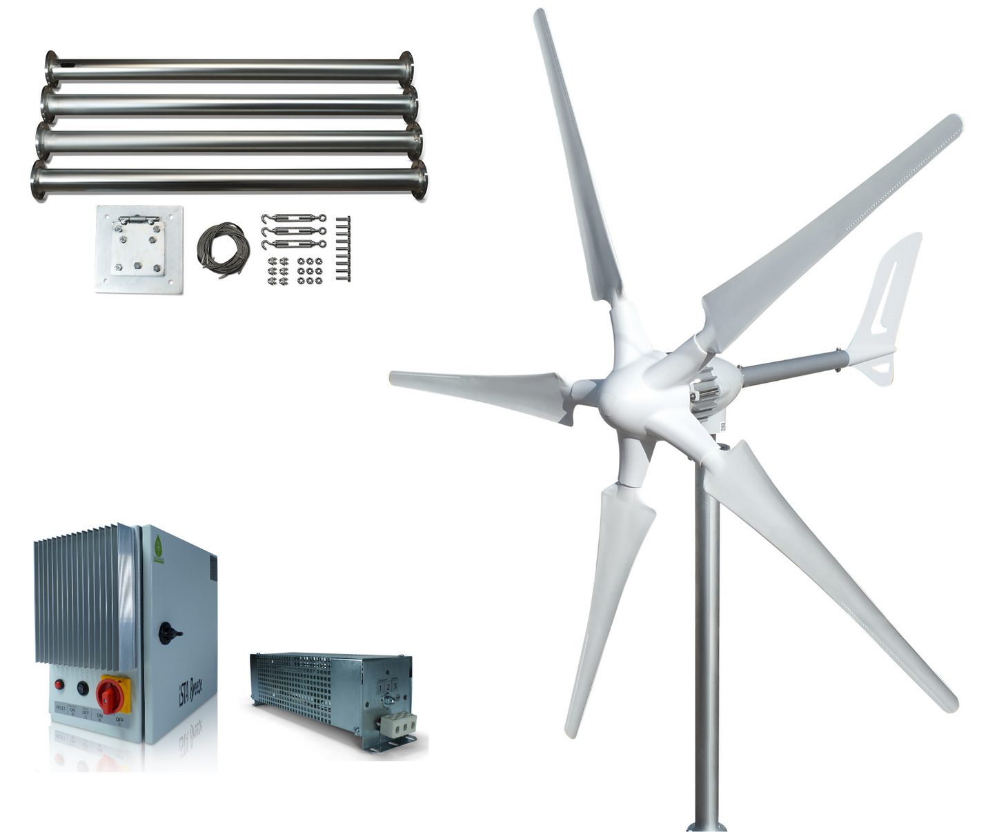 Kit i-1500W 24V Wind Turbine Wind Generator & Charge Controller (for Acid & Gel Battery) & Tower