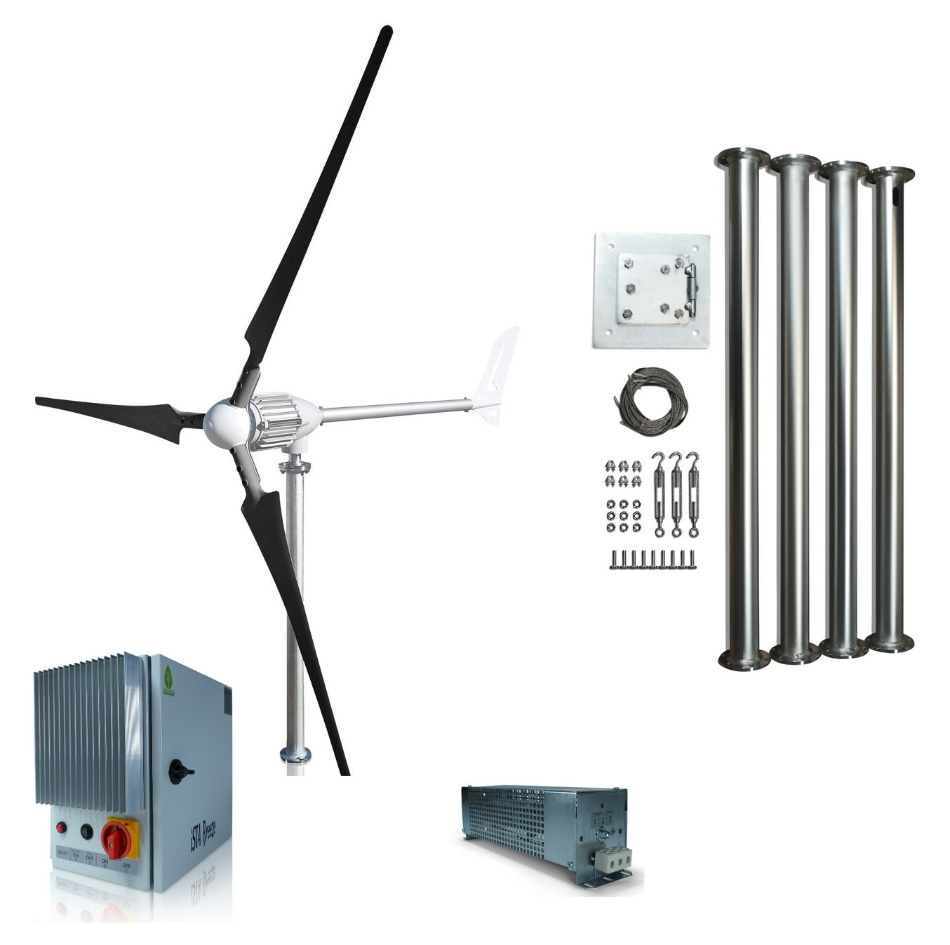 Kit i-1500W 48V Wind Turbine Wind Generator & Charge Controller (for Acid & Gel Battery) & Tower