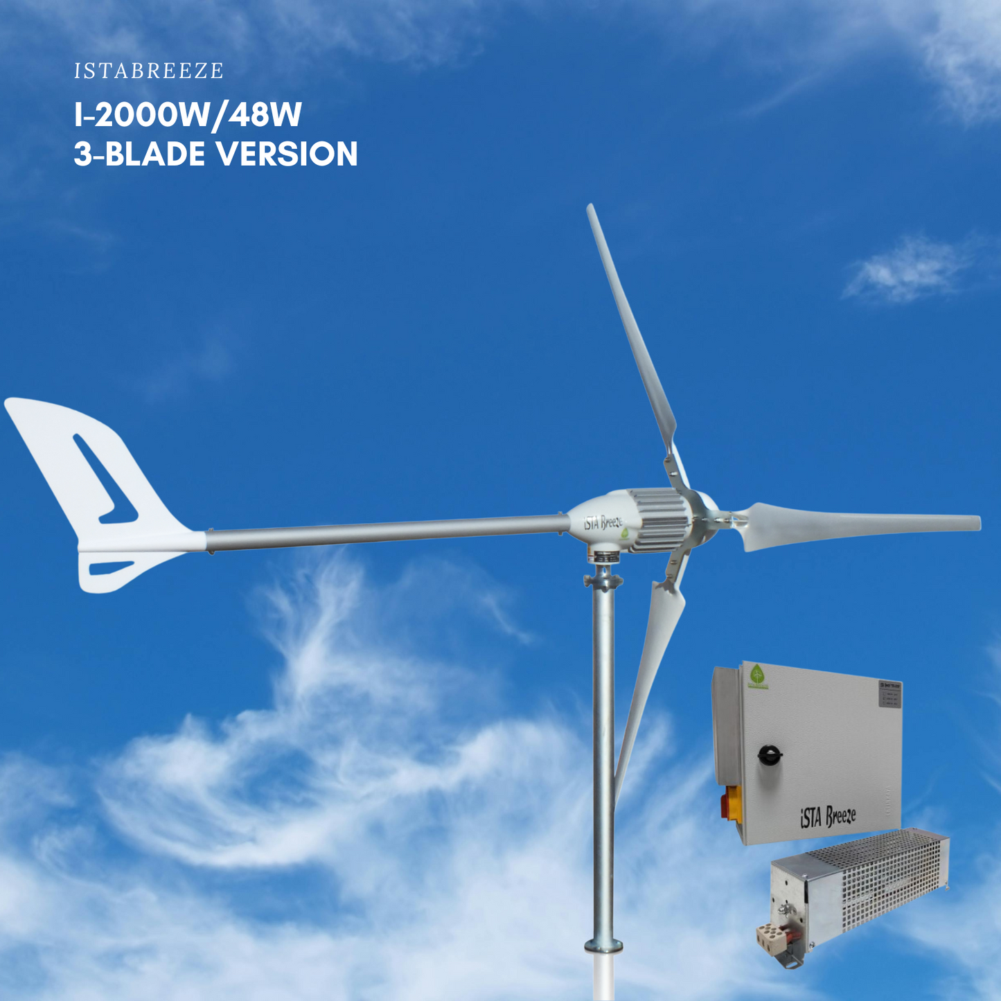 Kit i-2000W 48V Wind Turbine Wind Generator & Charge Controller (for Acid & Gel Battery) & Tower