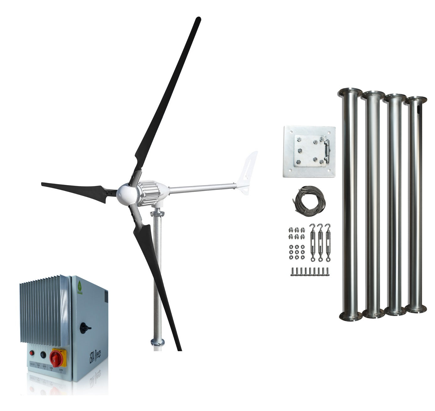 Kit i-1500W 48V Wind Turbine Wind Generator & Charge Controller (for Acid & Gel Battery) & Tower