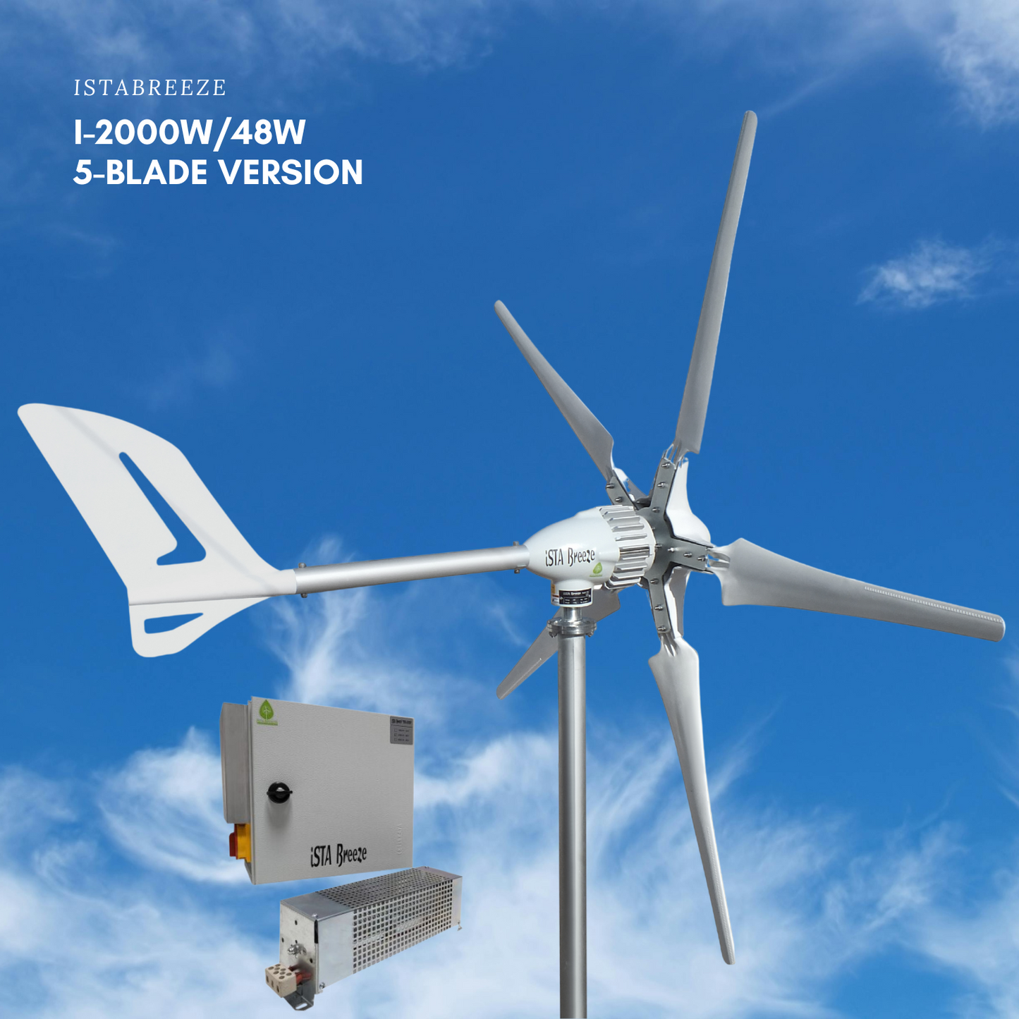Kit i-2000W 48V Wind Turbine Wind Generator & Charge Controller (for Acid & Gel Battery) & Tower