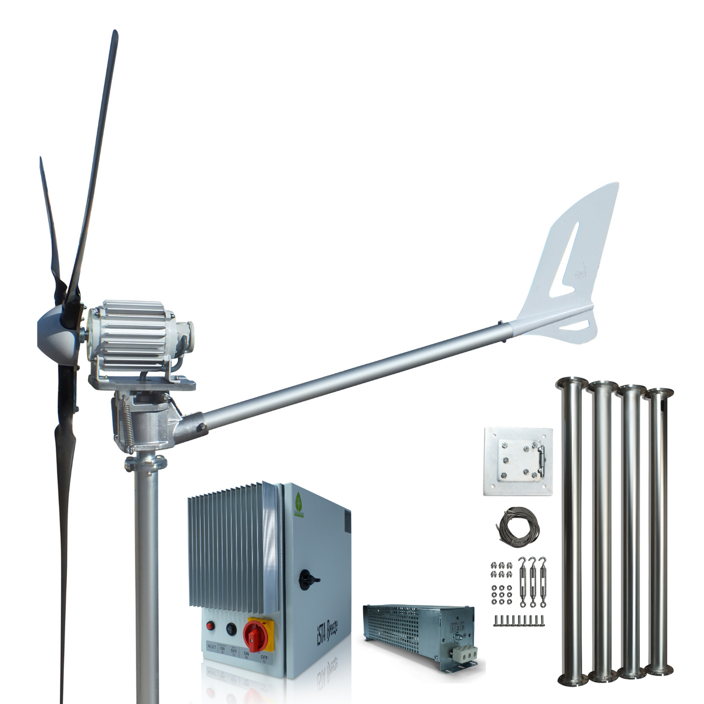 Kit i-1500W 24V/48V Windsafe Wind Turbine Wind Generator & Charge Controller (for Acid & Gel Battery) & Tower
