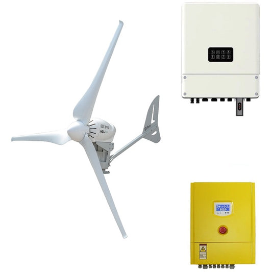 Complete Heli 4KW On-Grid Wind Turbine Set with Inverter and Controller –  Installation Kit for Grid Feed