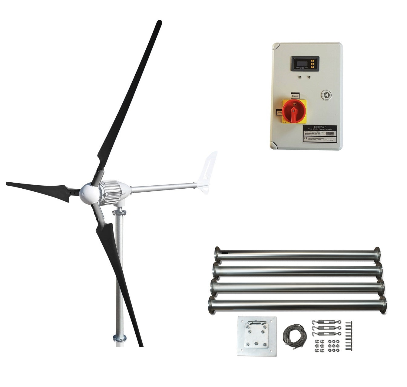 Kit i-1000W 24V Wind Turbine Wind Generator & Hybrid Charge Controller & Tower