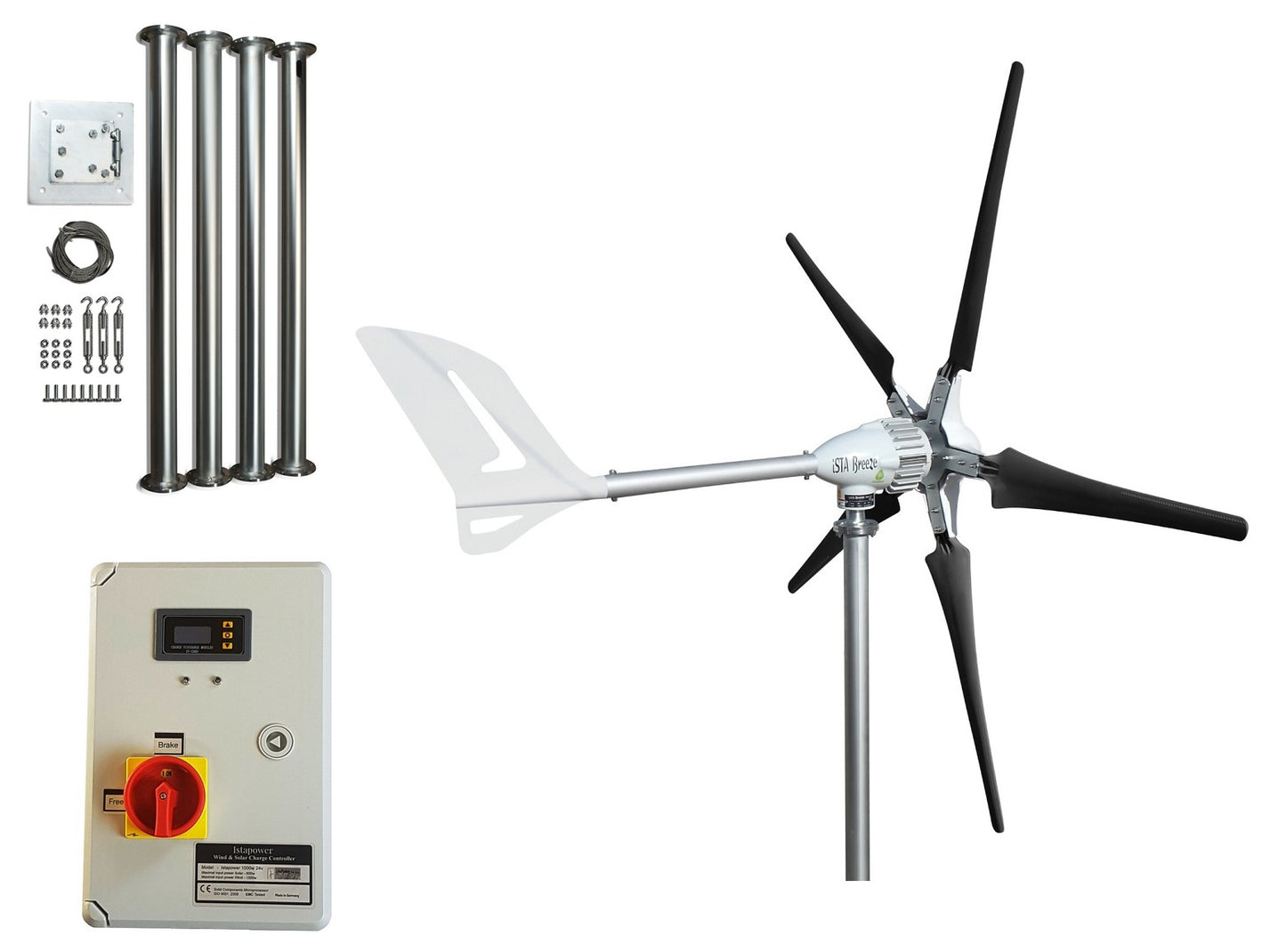 Kit i-1000W 24V Wind Turbine Wind Generator & Hybrid Charge Controller & Tower