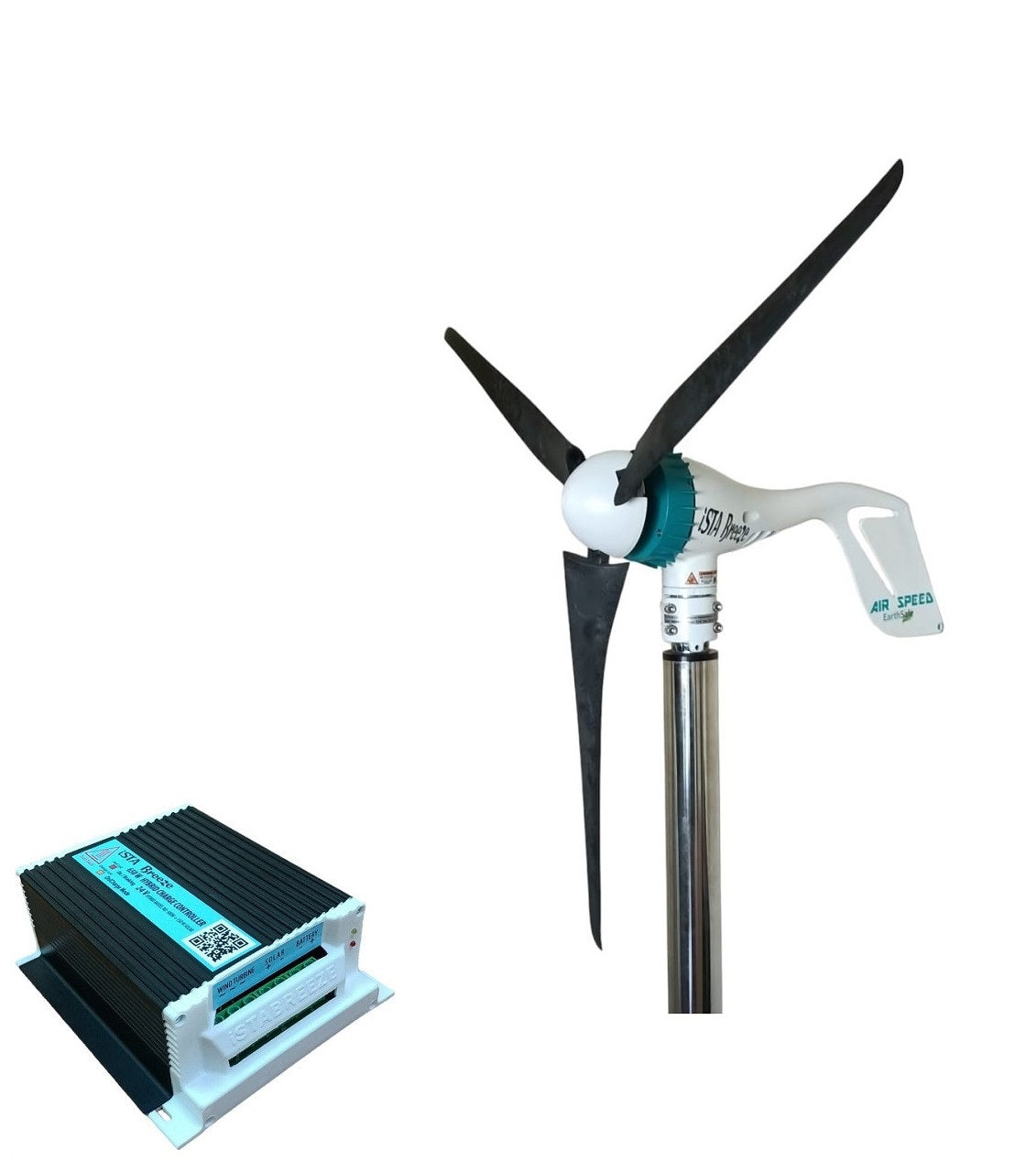 Kit Air Speed 500W 12V/24V Aerogenerador y controlador de carga híbrido y torre
