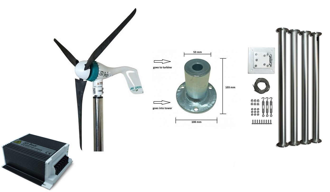 Kit Air Speed 500W 12V/24V Wind Turbine Wind Generator & Hybrid Charge Controller & Tower