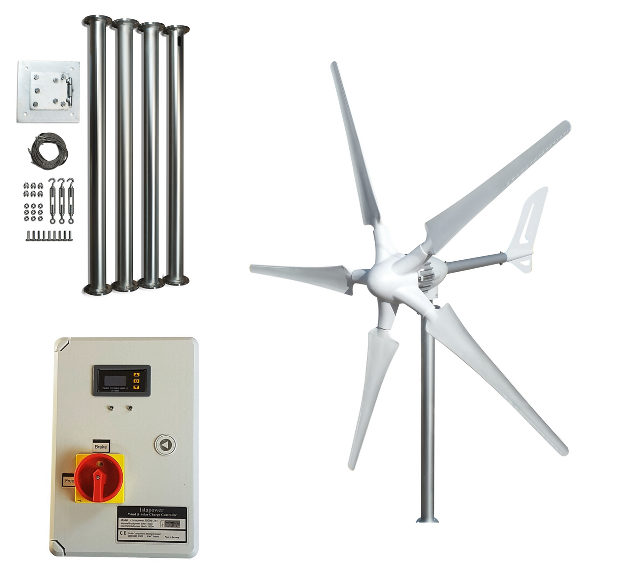 Kit i-1000W 24V Wind Turbine Wind Generator & Hybrid Charge Controller & Tower