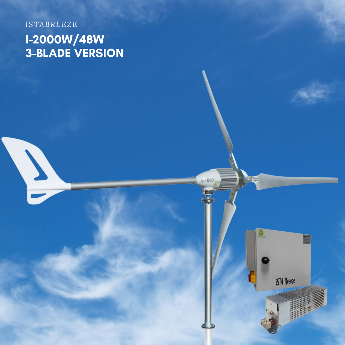 Kit i-2000W 48V Wind Turbine Wind Generator & Charge Controller (for Lithium Battery) & Tower