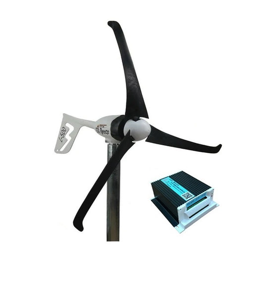 Kit L-500W 12V/24V Wind Turbine Wind Generator & Hybrid Charge Controller & Tower