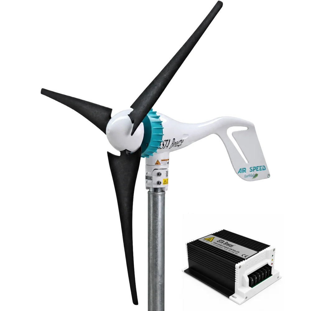 Kit Air Speed ​​500W 12V/24V Aerogenerador y controlador de carga híbrido y torre