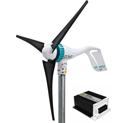 Kit Air Speed ​​500W 12V/24V Aerogenerador y controlador de carga híbrido y torre
