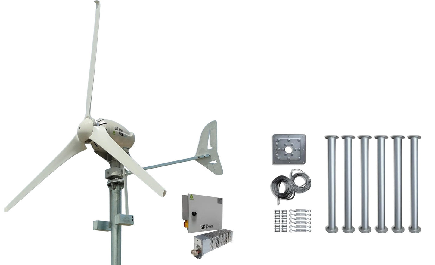 Kit Heli 2000W 48V Generador de viento de turbina eólica fuera de la red (con aspas nuevas) y controlador de carga (para baterías de ácido y gel)