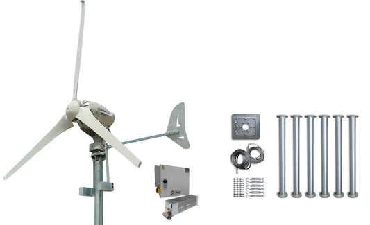 Kit Heli 2000W 48V Generador de viento de turbina eólica fuera de la red (con aspas nuevas) y controlador de carga (para baterías de ácido y gel)