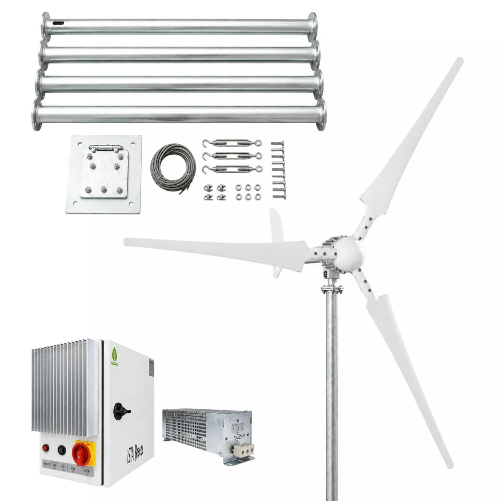 Kit i-2000W 48V Aerogenerador y controlador de carga (para batería de litio) y torre