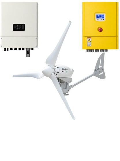 Complete Heli 4KW On-Grid Wind Turbine Set with Inverter and Controller –  Installation Kit for Grid Feed