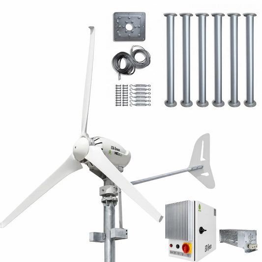 Kit Heli 2000W 48V Generador de viento de turbina eólica fuera de la red (con aspas nuevas) y controlador de carga (para baterías de ácido y gel)